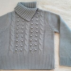 Norton McNaughton Petites Cable Knit Side Slit Turtleneck Sweater/ Size PM